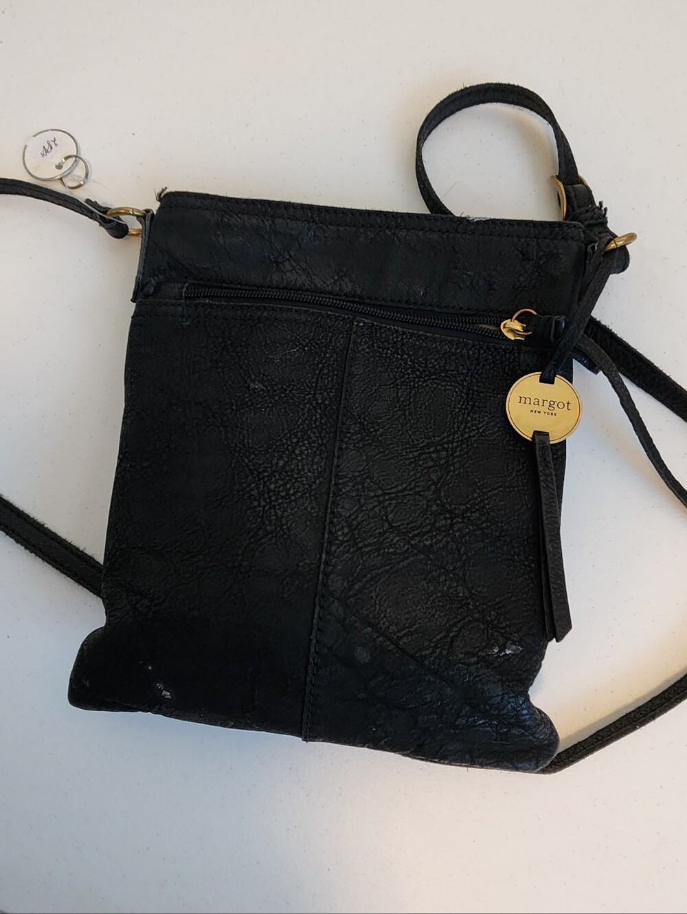 margot Black Crossbody Bag with Gold Logo Charm